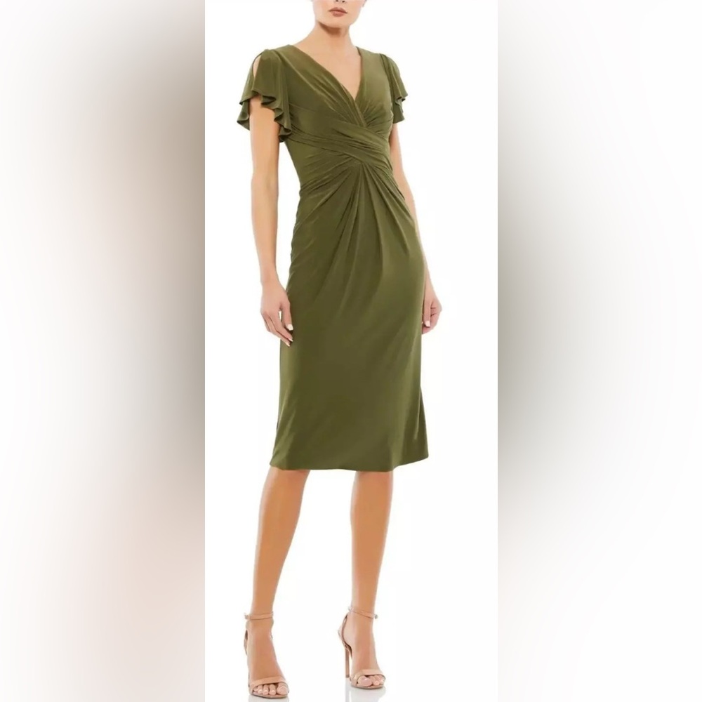 Ieena for MacDugall Jersey Semi-Formal Butterfly Sleeve A-line Midi Dress ZB6